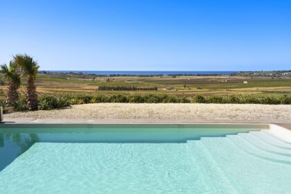 Villa Aria's private pool with the panoramic view